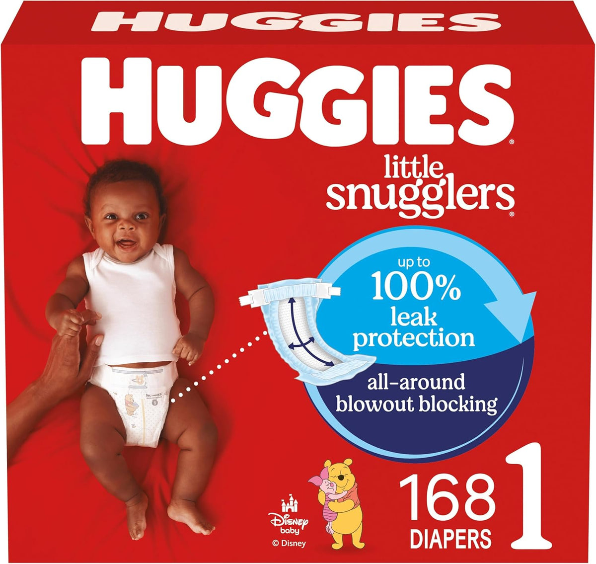 Huggies Size 1 Diapers, Little Snugglers Baby Diapers, Size 1 (8-14 lbs), 168 Count, Packaging May