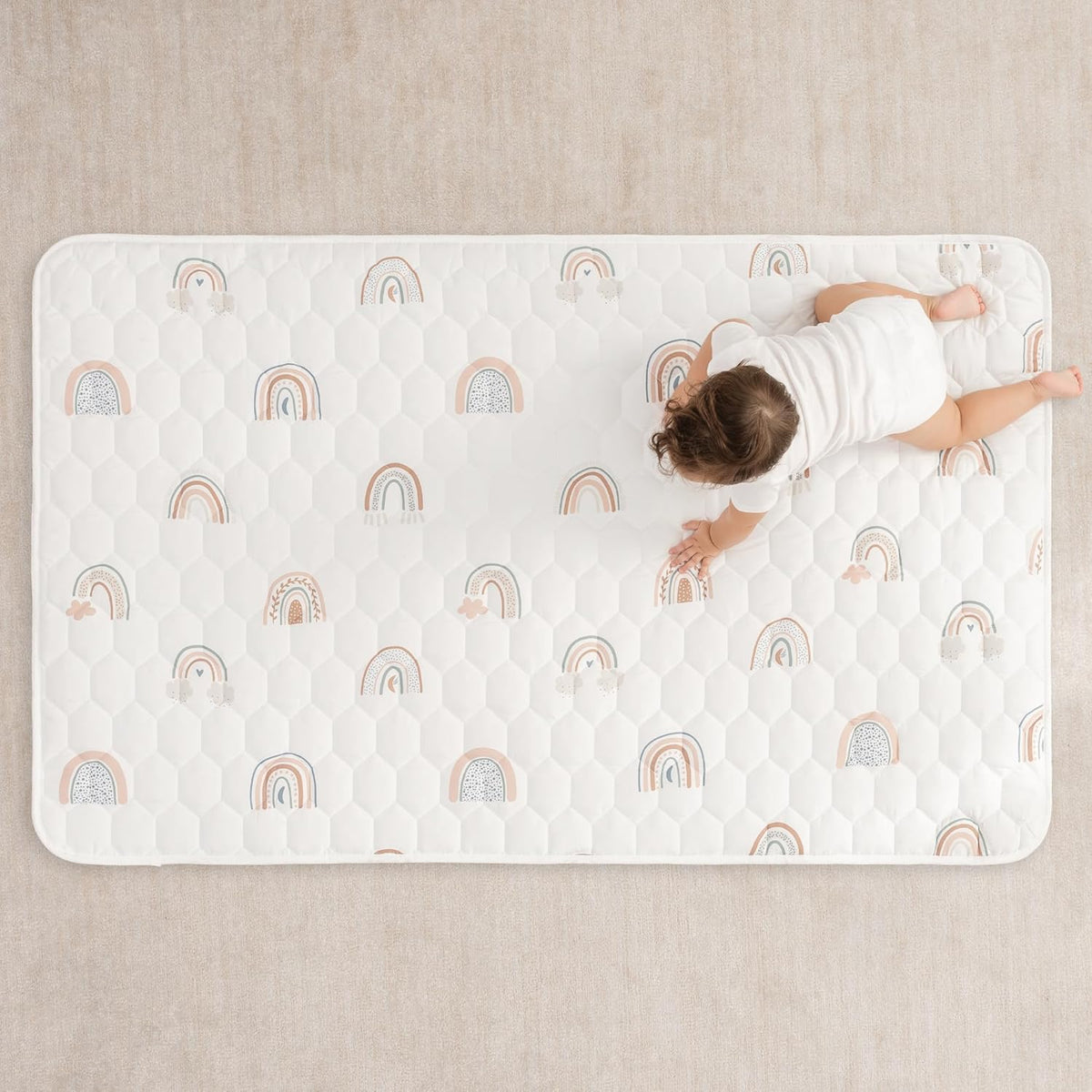 Comfy Cubs Rectangle Kids Play Mat - Small 36 x 60 inches Soft Quilted Baby Floor Mat with Non-Slip