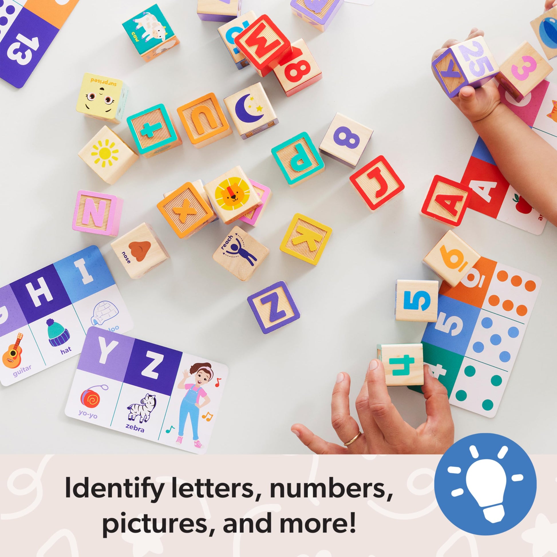 Melissa & Doug Ms. Rachel Letter, Number, and Game Wooden Learning Blocks with Activity Cards for