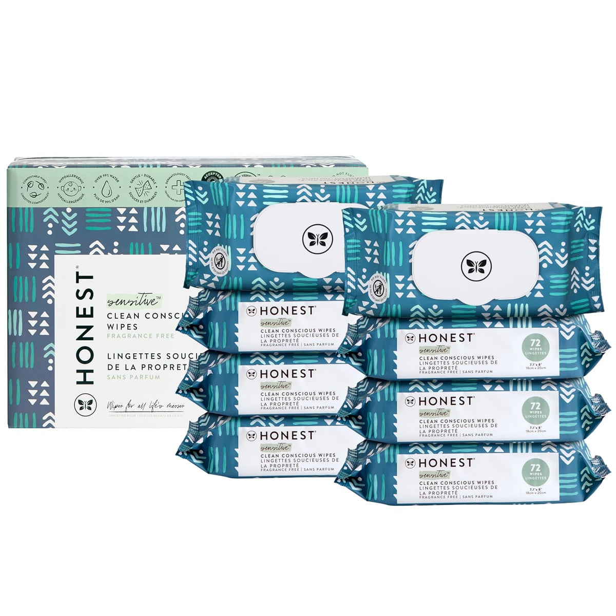 The Honest Company Clean Conscious Multi-Use Wipes | Hypoallergenic + Unscented for Sensitive Skin