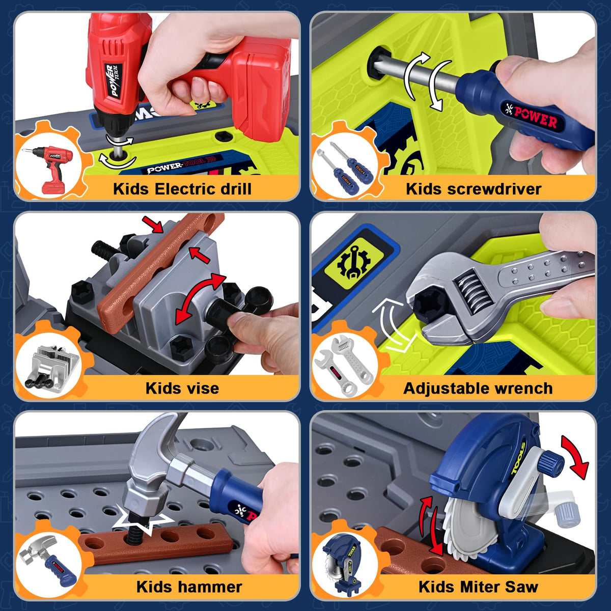 Kids Tool Bench with Electric Drill, Toddler Tool Set for Boys Ages 3-5 6-8