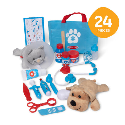 Melissa & Doug Examine and Treat Pet Vet Play Set, 24-Piece Animal Doctor Playset with Dog & Cat