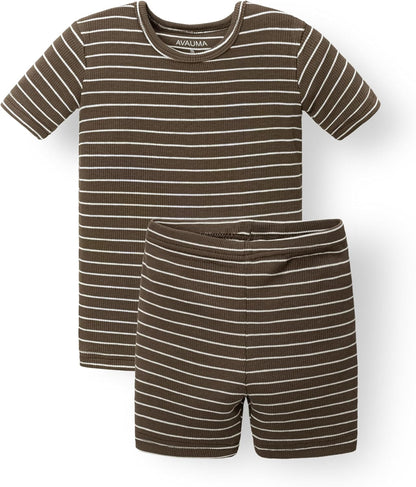 AVAUMA Stripe Pattern Baby Boys Girls Pajama Set Kids Toddler Snug fit Ribbed Sleepwear pjs for