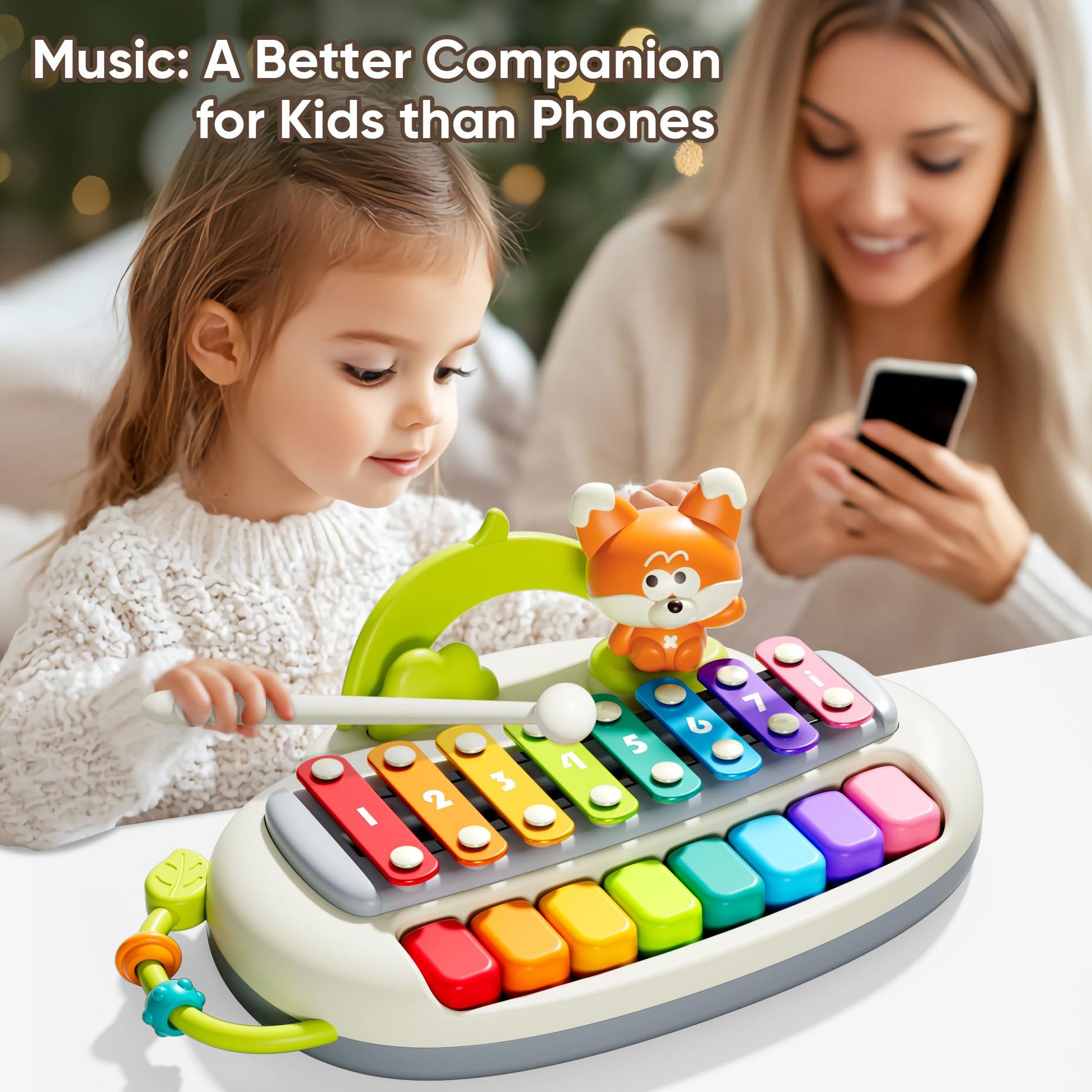XINSITE 2 in 1 Piano Xylophone,8 Multicolored Key Keyboard Piano.