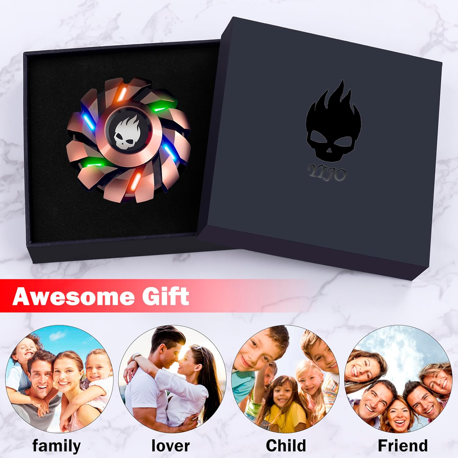 Metal Fidget Spinner High Speed and Silence Colorful Glowing, Cool Mechanical Gear Spinner