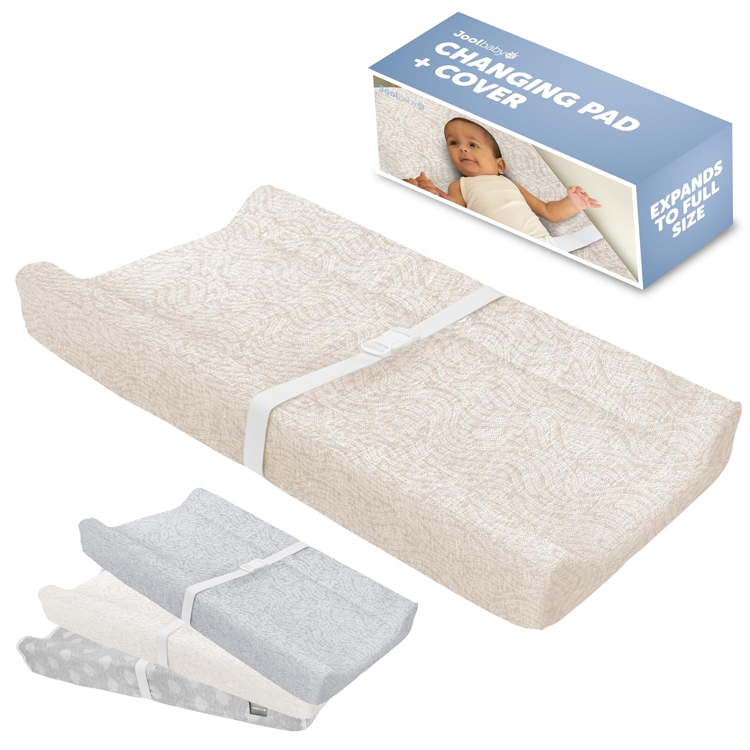 Jool Baby Soft Changing Pad + Washable Cover, Non-Slip - Fits Standard Changing Tables & Dressers