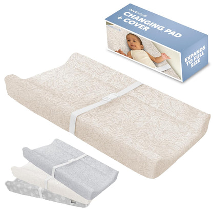 Jool Baby Soft Changing Pad + Washable Cover, Non-Slip - Fits Standard Changing Tables & Dressers