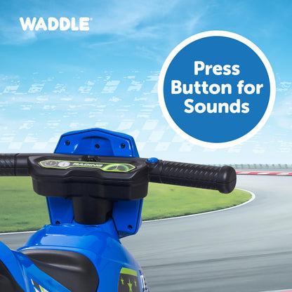 Waddle Kids Motorcycle Balance Bike - Toddler Ride on Toys w/Sounds, Wide Wheel Base, Rubber Coated