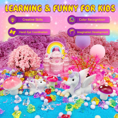 Unicorn Terrarium Crafts Kit for Kids-LED Night Light Up & Remote Unicorn Birthday Gifts Toys for