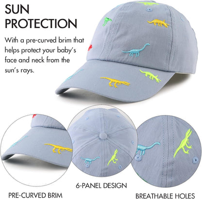 JANGANNSA Dinosaur Boys Girls Caps Embroidery Baby Baseball Caps Cotton Infant Toddler Kids Hat