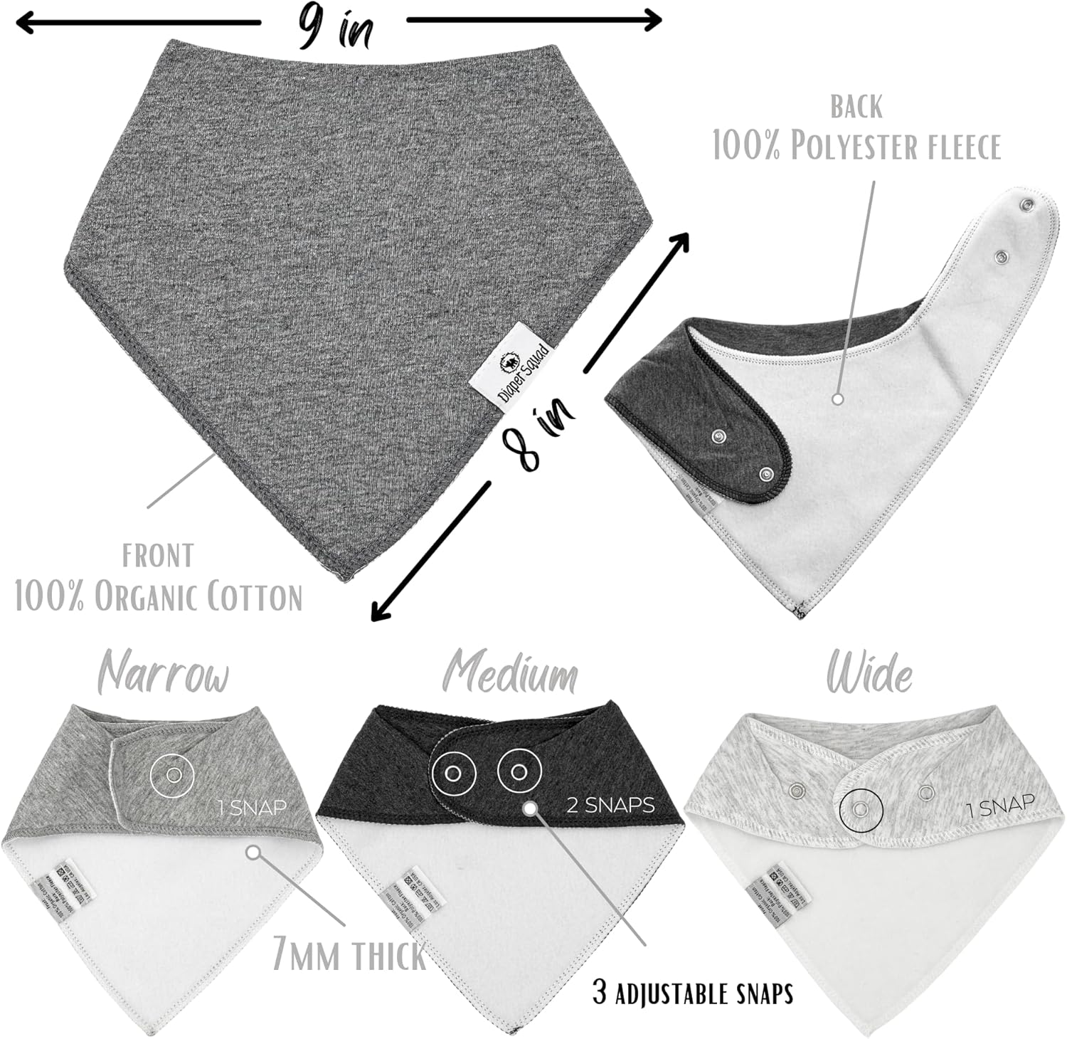 DiaperSquad's Baby Bibs for Drooling and Teething, Bibs for Boys, Baby Girl - Solid Cotton Baby