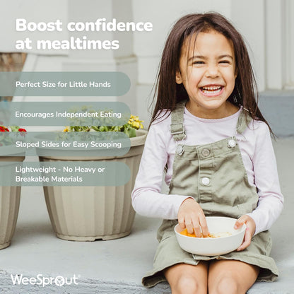 WeeSprout Bamboo Kids Bowls, Set of Four 15 oz Kid-Sized Dinnerware, Cereal, Leftovers & Snack
