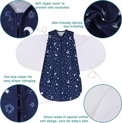 Newborn Sleep Sack Baby Swaddle,0-3 Months,3-Way Adjustable Wearable Blanket,100% Rayon Cotton
