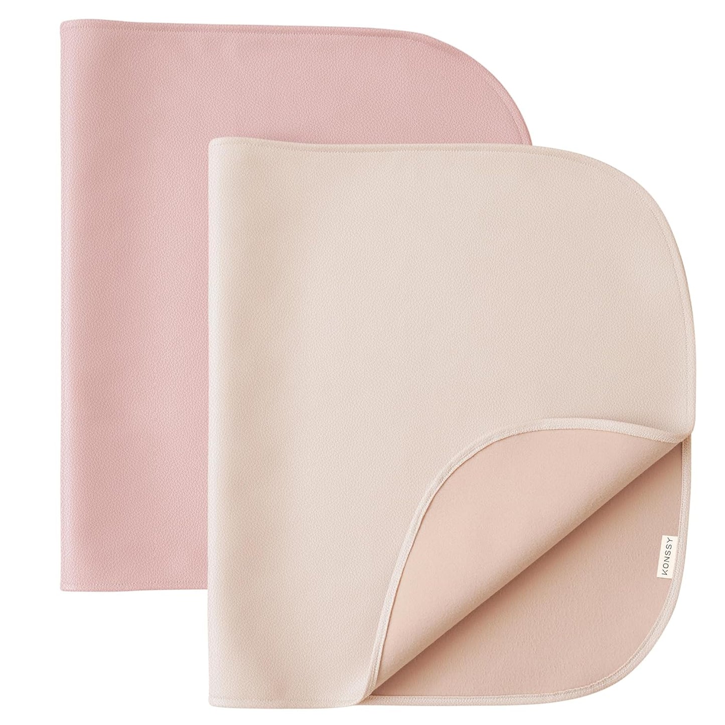 Konssy 2 Pack Faux Leather Baby Changing Mat 30"x17", Foldable and Wipeable Portable Changing Pad