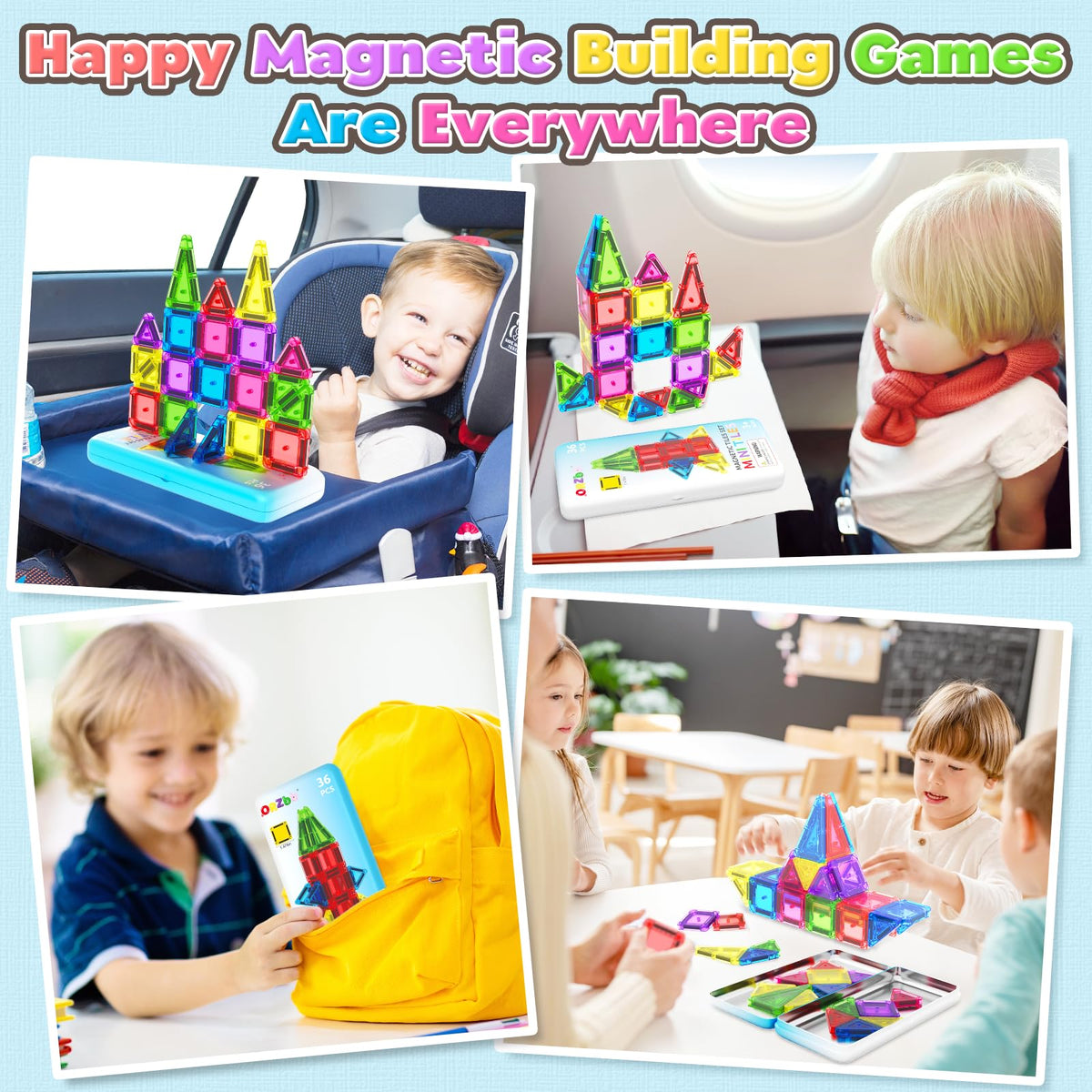 Magnetic Tiles Mini Travel Toddler Set, Magnetic Blocks Building Kids Toys & Games, Montessori
