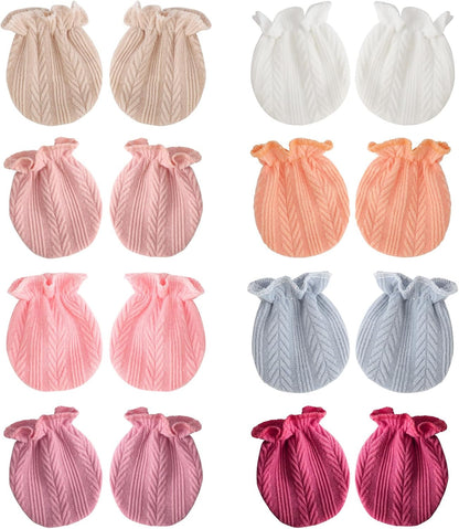 BQUBO Newborn Infant Toddler Mittens No Scratch Cotton Elastic Wrist Gloves Hypoallergenic for 0-6