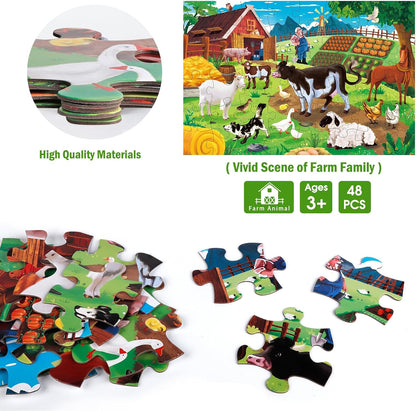 Jumbo Floor Puzzle for Kids,Farm Animals Jigsaw Large Puzzles,48 Piece Barn Puzzle for Toddler Ages