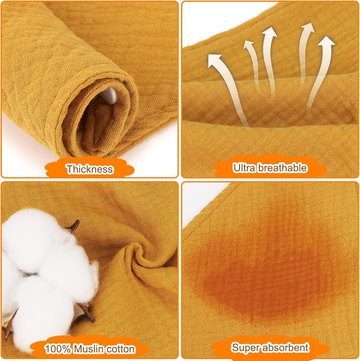 Accmor 10 Pack Muslin Baby Bibs 100% Cotton Bandana Drool Bibs for Baby Girls BoysTeething and