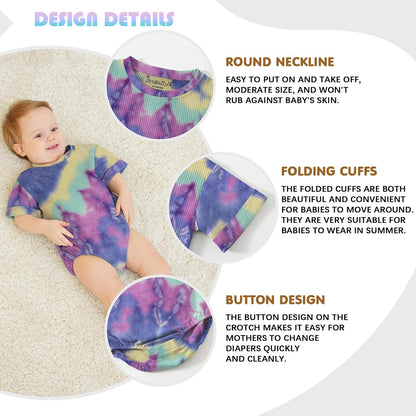 Jimonda Baby Bodysuit Newborn Tie Dye Clothes Infant Waffle One Piece Romper Baby Boys Girls Short