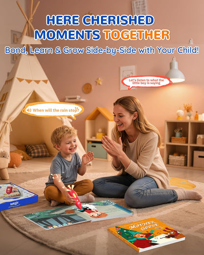 KOKODI Talking Pen Books Set, Interactive Audio Nursery Rhymes with Learning Pen, Educational