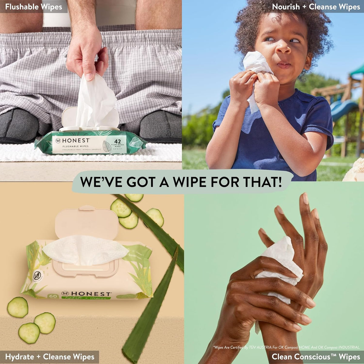 The Honest Company Clean Conscious Multi-Use Wipes | Hypoallergenic + Unscented for Sensitive Skin