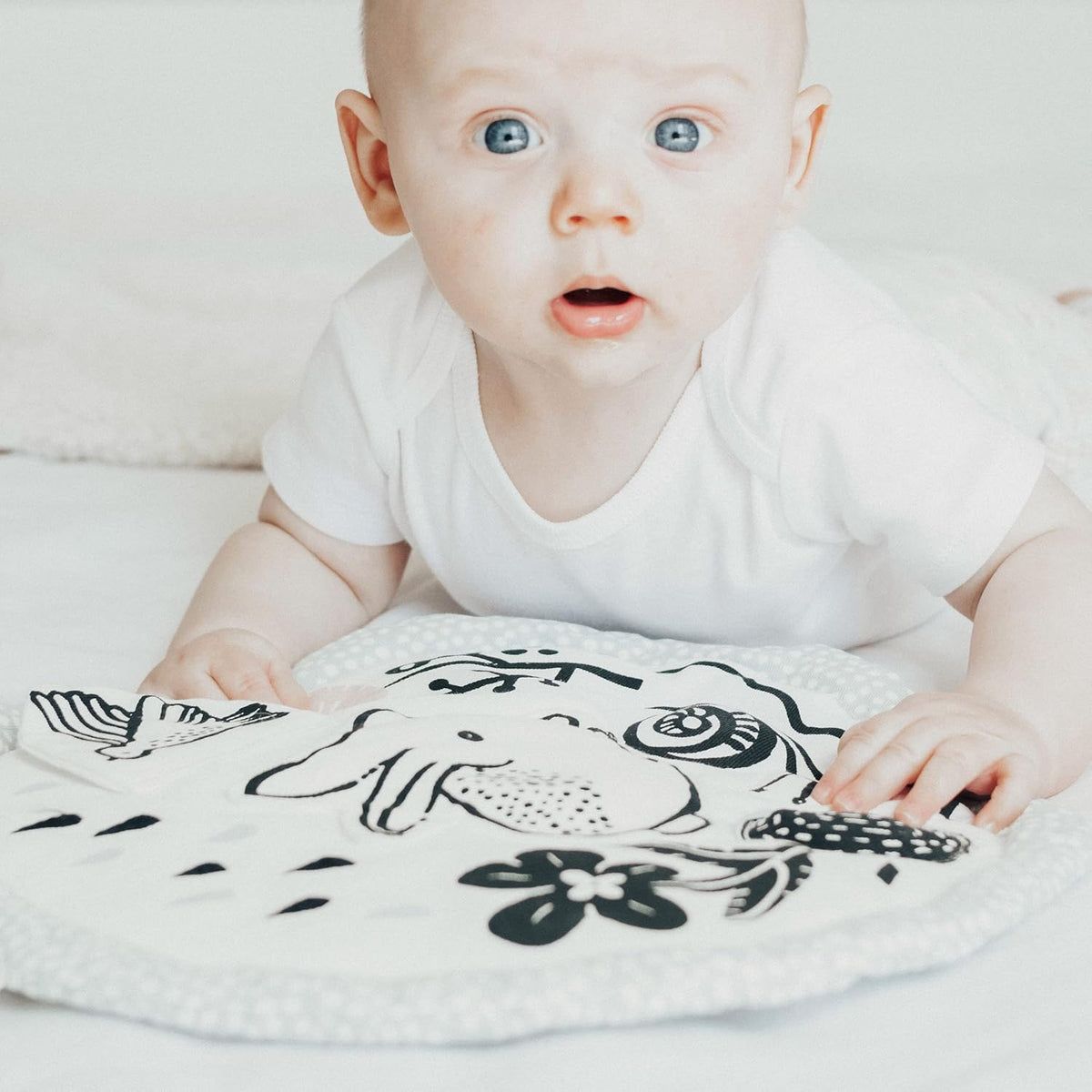Wee Gallery Meadow Activity Pad Organic Baby Play Mat with Sensory Toys, High Contrast Newborn