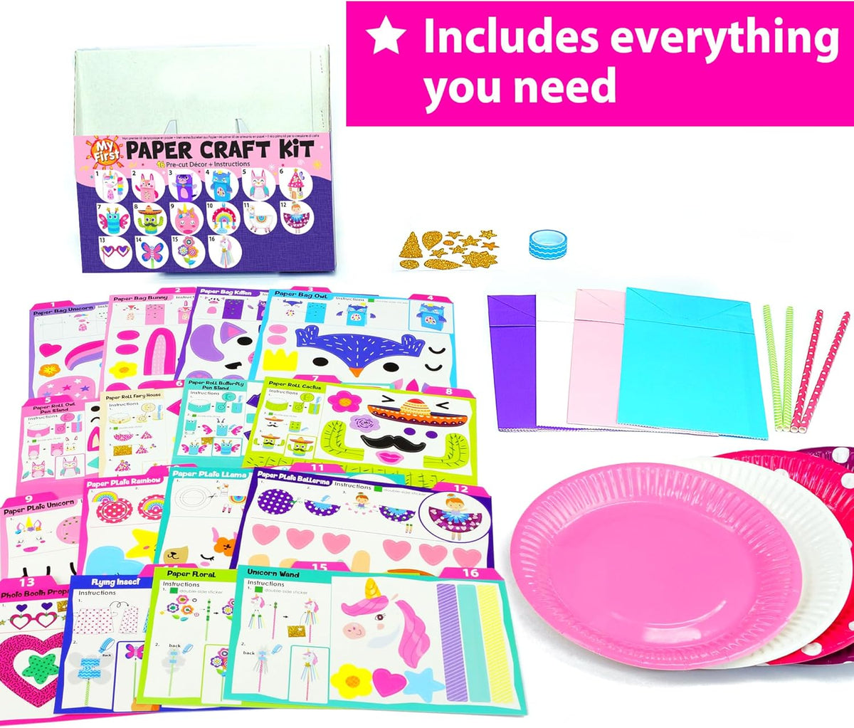 KRAFUN My First Unicorn Bunny Paper Craft Kit for Toddlers and Girls Age 3-8 Years Old, Include 18