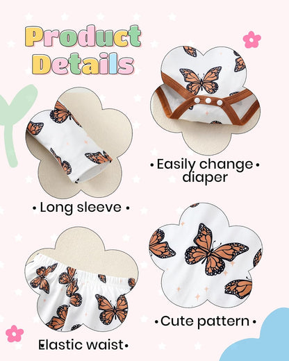 NZRVAWS Newborn Baby Boy Girl Clothes Unisex Infant Romper Pants Set Hat 4-Pack Outfits 0-12 Months