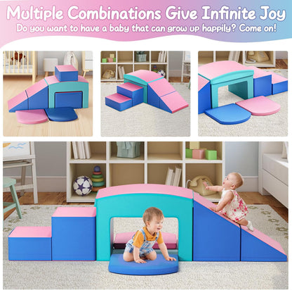 SURPCOS Crawl and Climb Foam Play Set, 6 Pcs Climbing Toys for Toddlers 1-3, Climb and Crawl