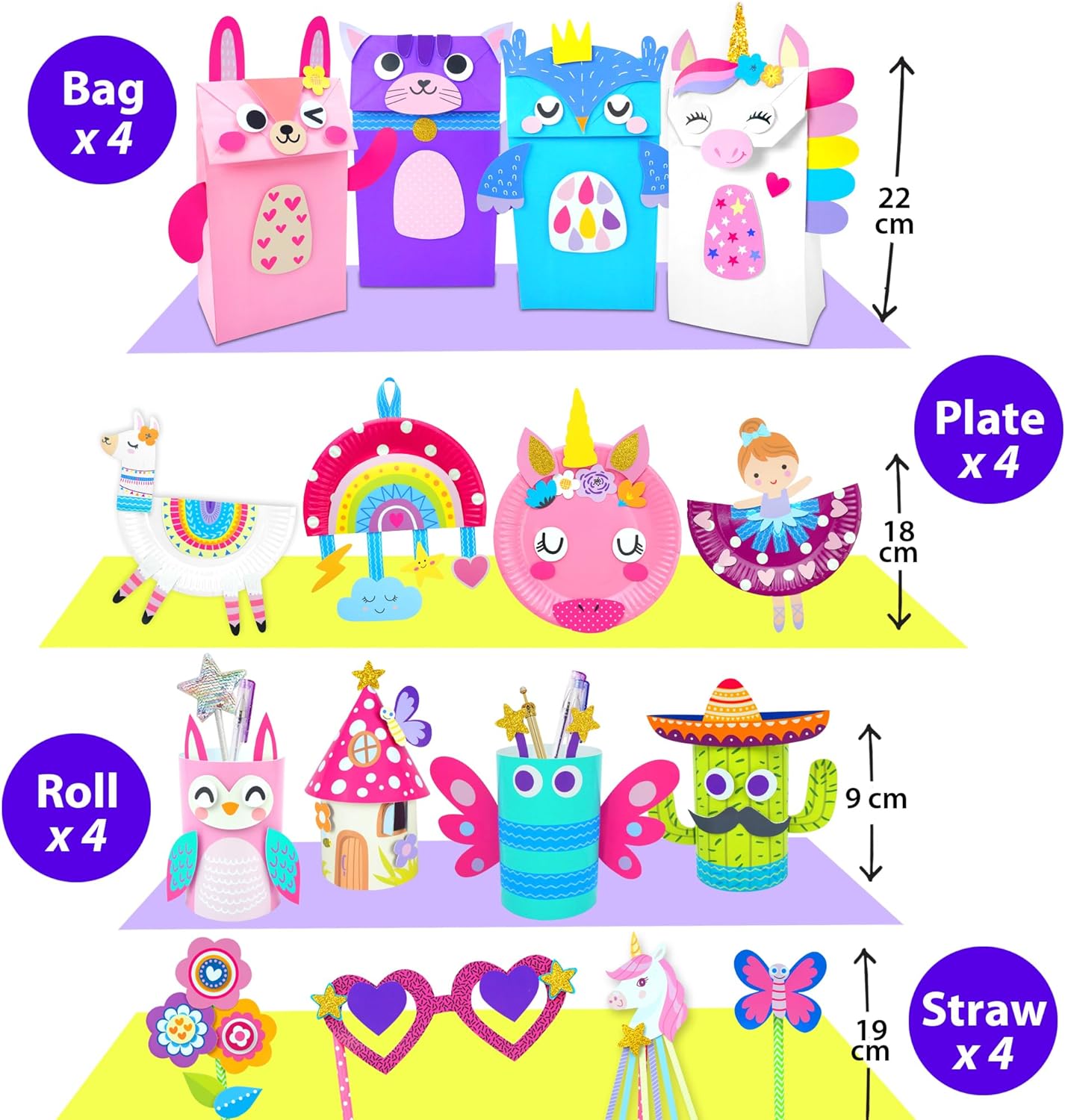 KRAFUN My First Unicorn Bunny Paper Craft Kit for Toddlers and Girls Age 3-8 Years Old, Include 18