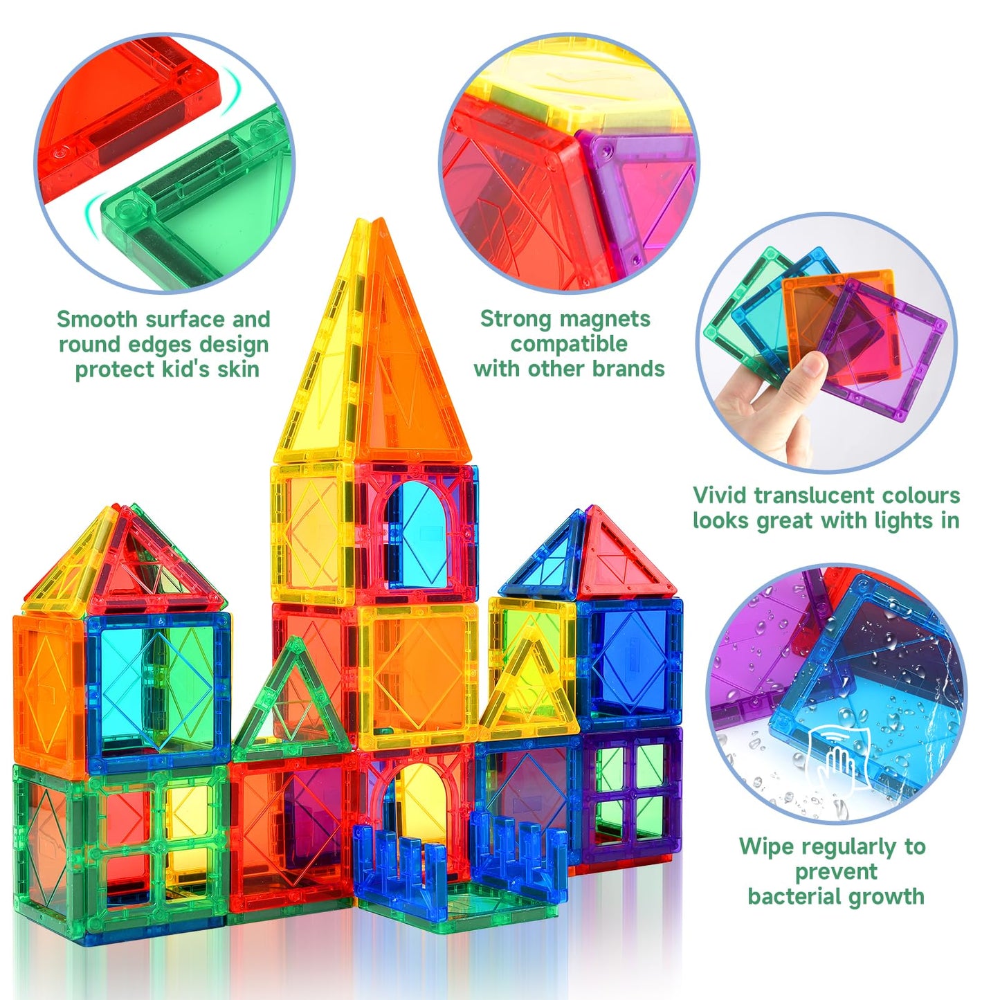 NVHH Magnetic Tiles for Kids Ages 3-5 4-8 Magnetic Blocks Creative Toys