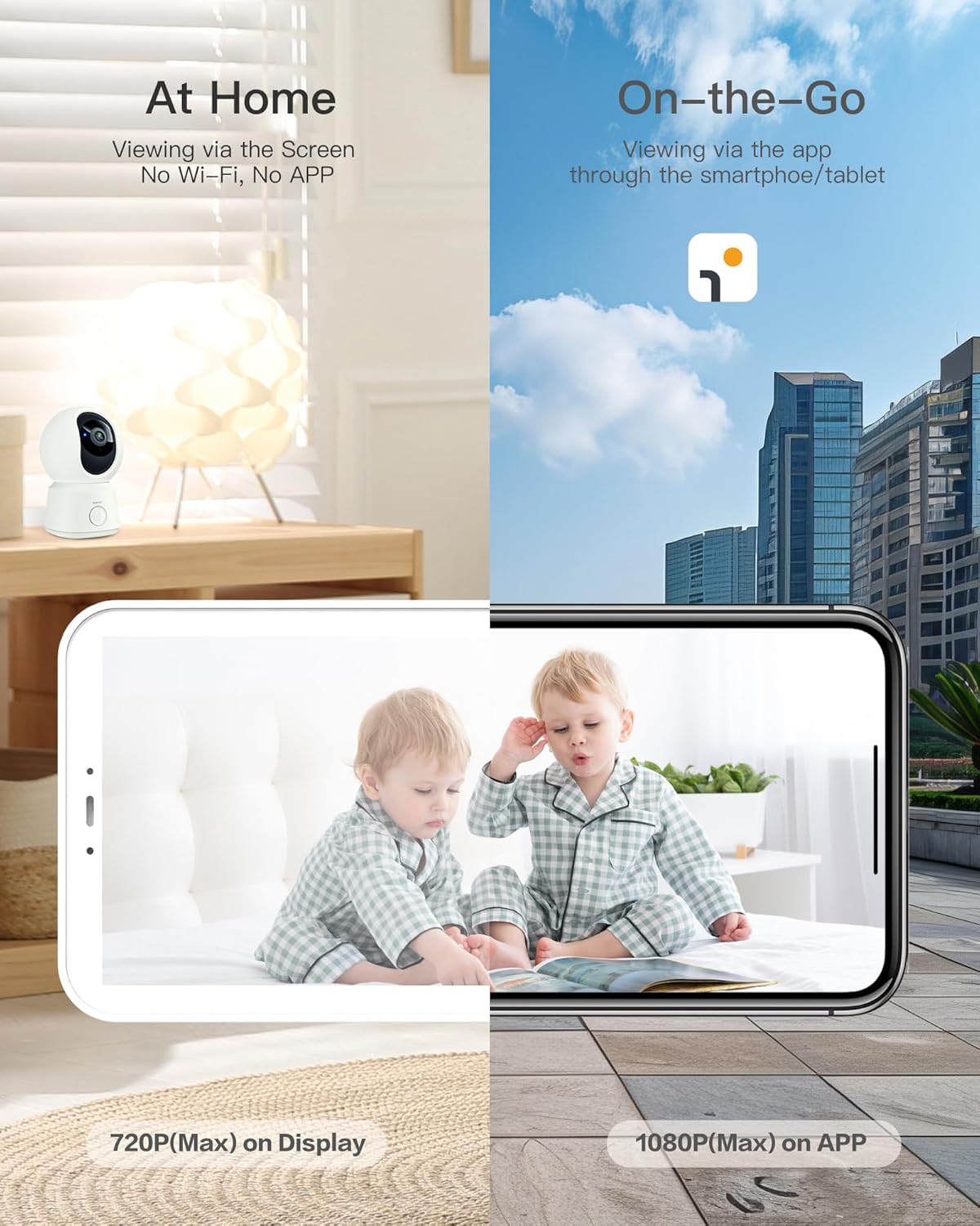 ARENTI Video Baby Monitor with Camera and Audio, 5-inch Smart Baby Camera Monitor with Free Phone