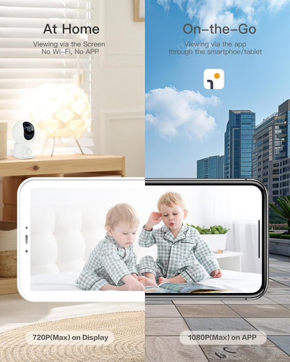 ARENTI Baby Monitor 2 Cameras, Smart Baby Camera with 5-Inch Wireless Display, Super Night Vision