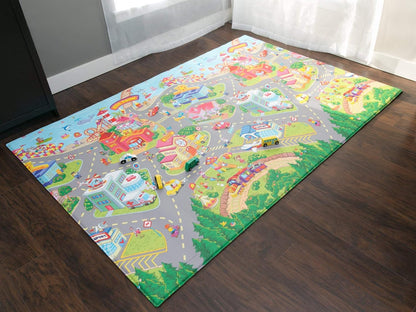 Baby Care Play Mat (Medium, Playful - Zoo Town) 73’’ x 49’’ Original One-Piece Reversible Rollable