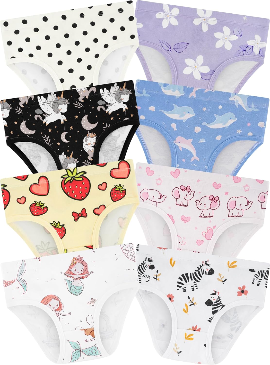 Girls' Underwear,Soft Cotton Tagless Panties for Toddlers' & Little Kids Comfort,Breathable