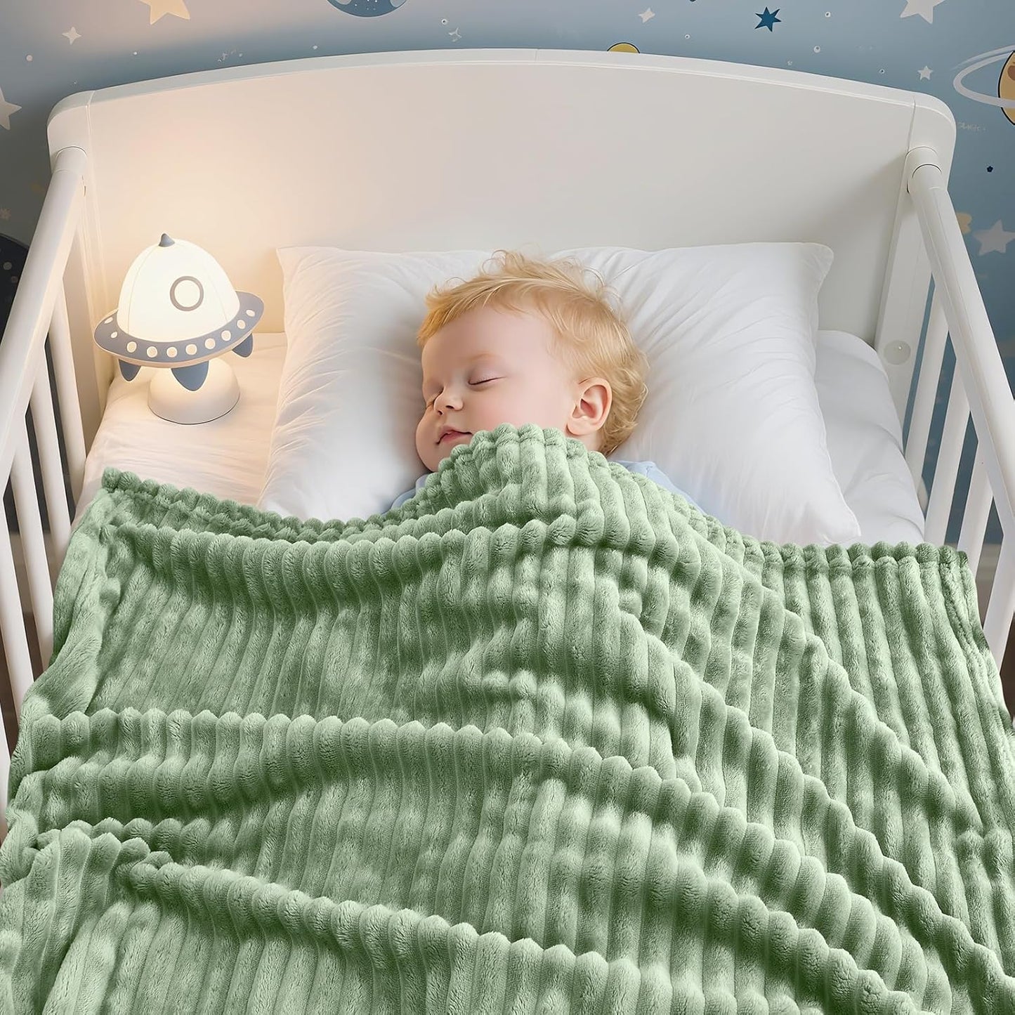 Soft Fleece Baby Blanket Ultra Cozy Green Baby Blankets for Boys Warm and Lightweight Infant