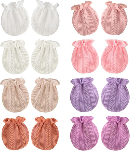 BQUBO Newborn Infant Toddler Mittens No Scratch Cotton Elastic Wrist Gloves Hypoallergenic for 0-6