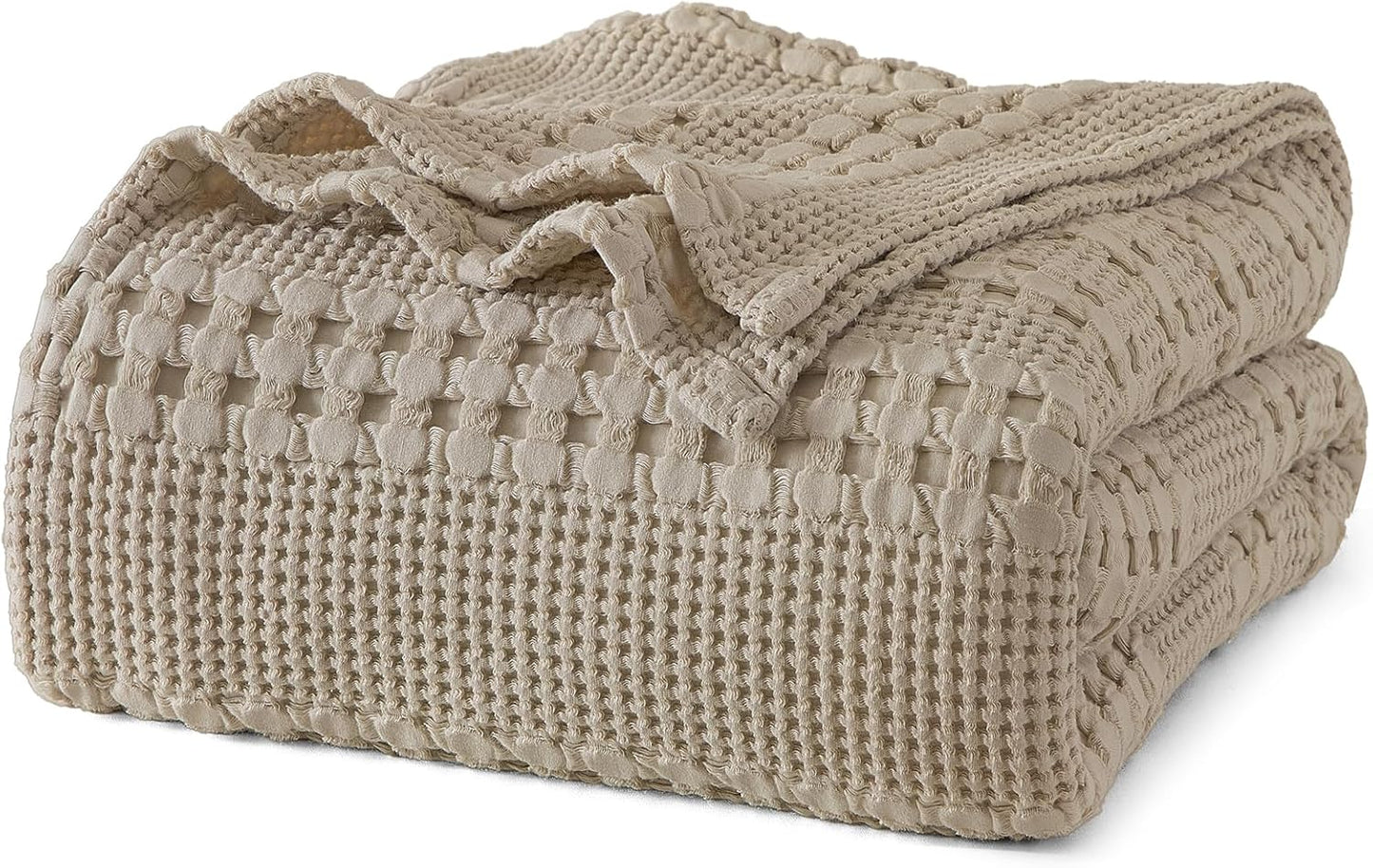 PHF 100% Cotton Waffle Weave Blanket Queen Size, Soft Lightweight Breathable Cozy Summer Blankets
