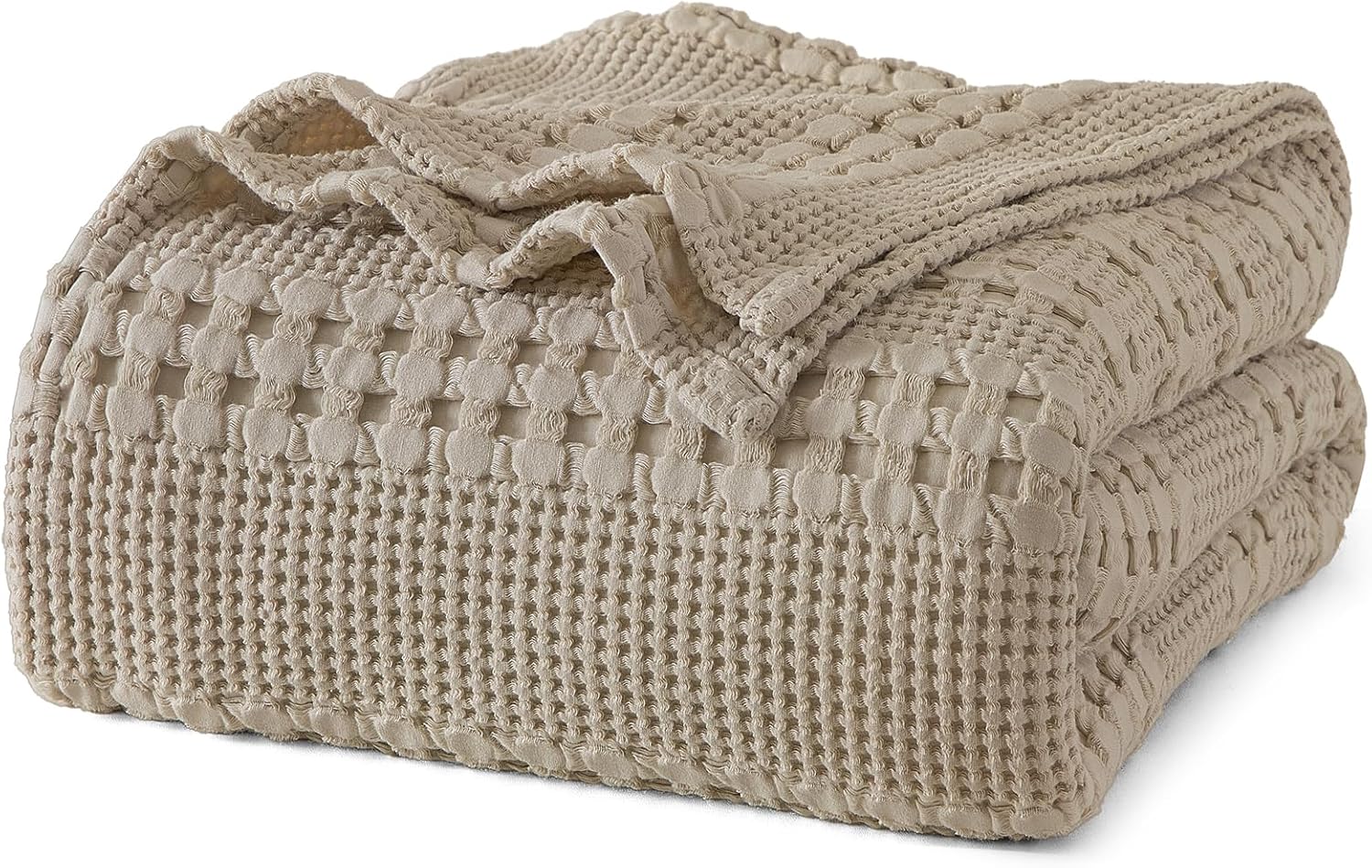PHF 100% Cotton Waffle Weave Blanket Queen Size, Soft Lightweight Breathable Cozy Summer Blankets
