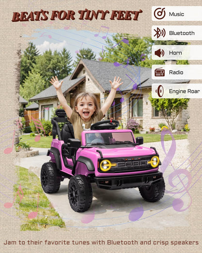 12V Electric Ride on Toys for Toddler, Ford Bronco Raptor Kids Ride on Car with Remote Control, 12