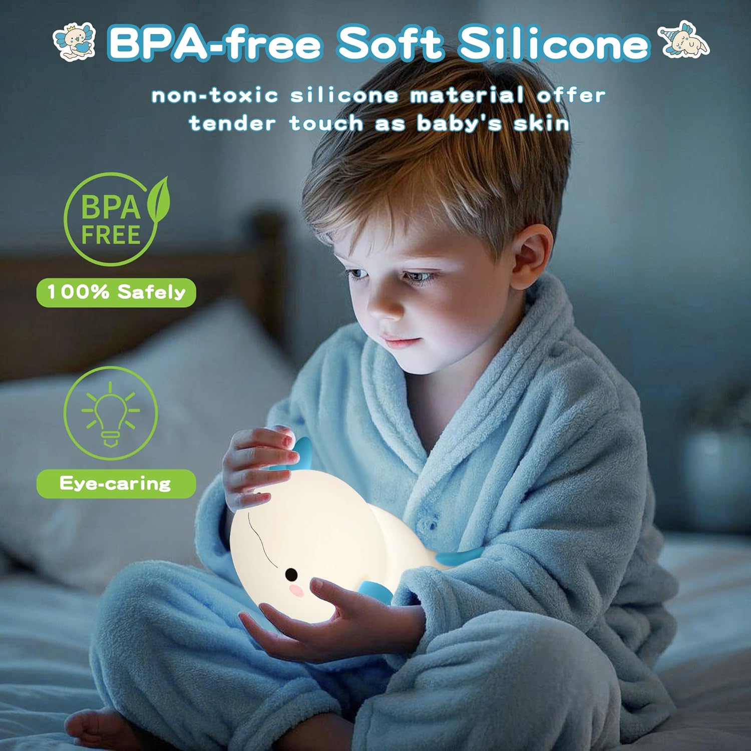 Axolotl Night Light,Cute Axolotl Lamp,Food Grade Silicone Nursery Nightlight,Rechargeable/Dimmable