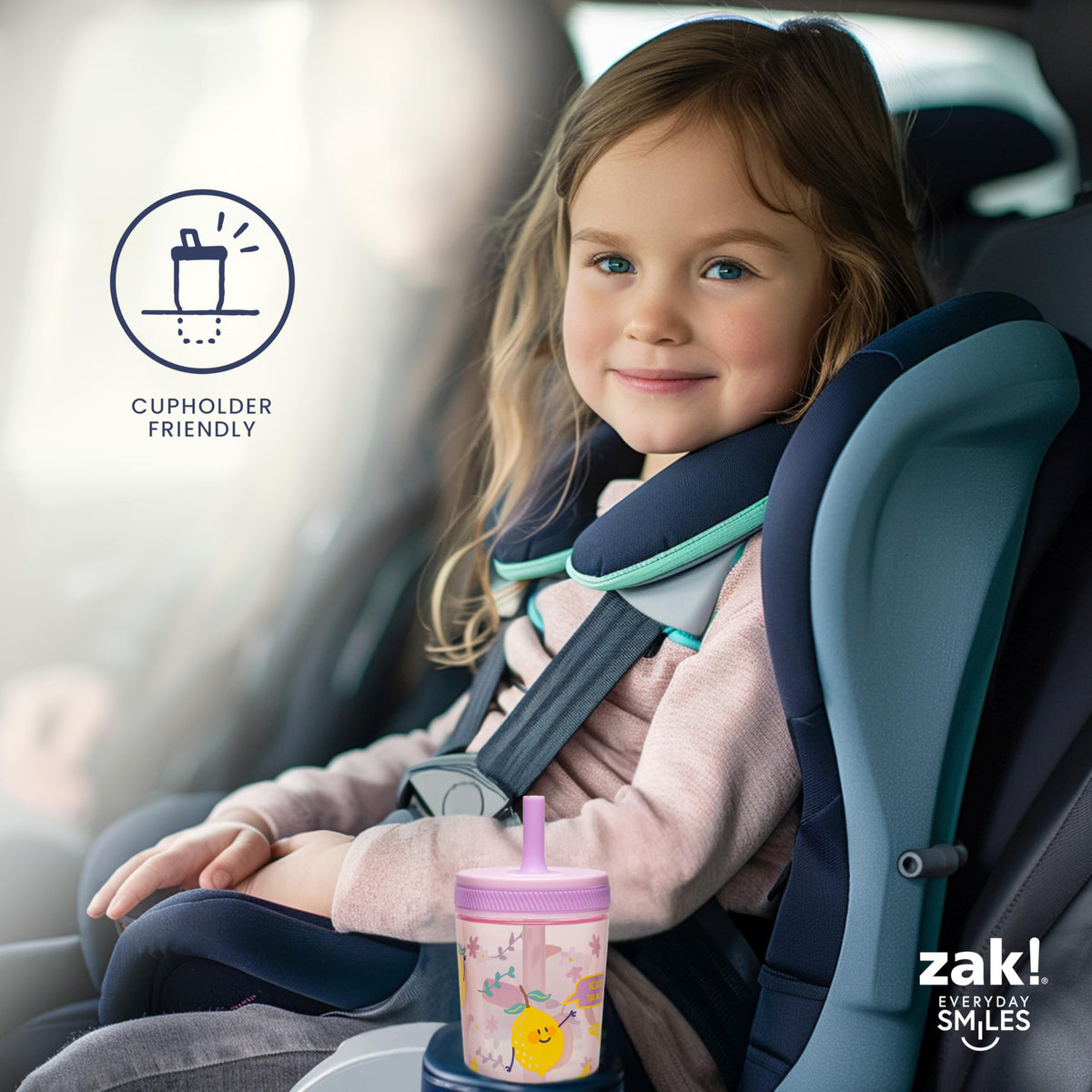 Zak Designs Kelso Toddler Cups For Travel or At Home, 15oz 2-Pack Durable Plastic Sippy Cups With