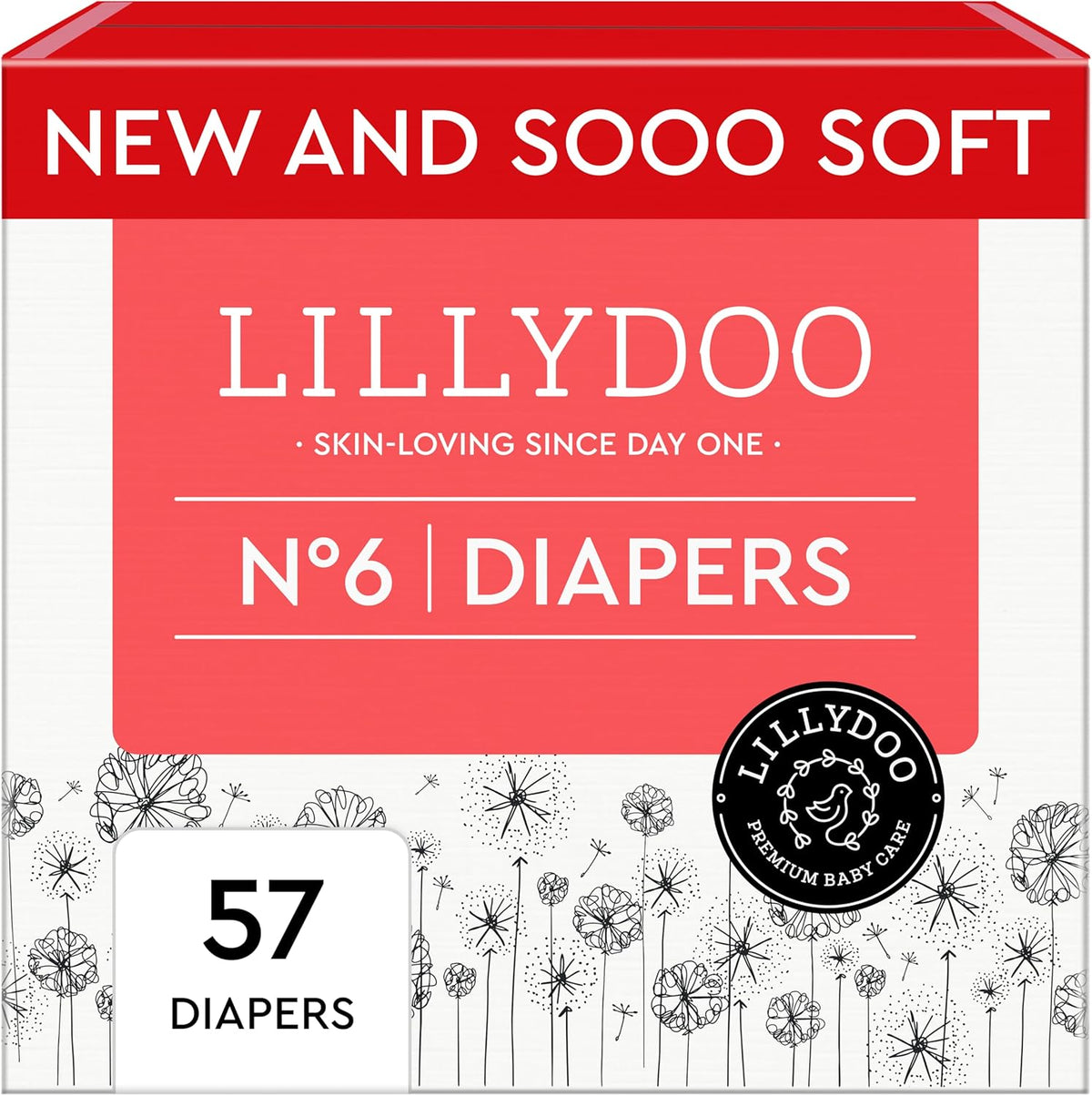 Baby Diapers - Size 6 (29+ lbs), Half-Monthly Supply (57 Count), Leak Protection, Skin-Friendly