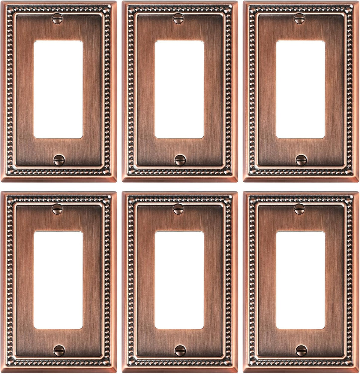 6-Pack Decorator Outlet Cover Plate, Decorative Switch Plates and Outlet Covers, Antique Copper