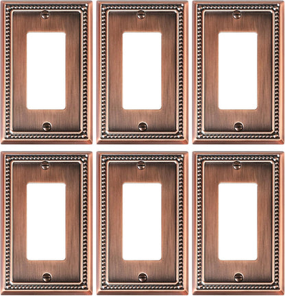6-Pack Decorator Outlet Cover Plate, Decorative Switch Plates and Outlet Covers, Antique Copper