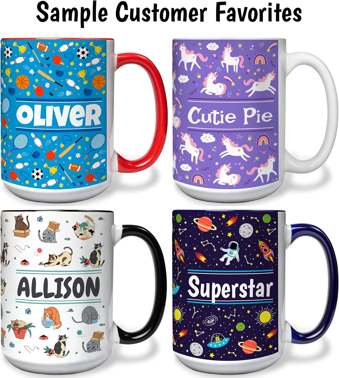 Personalized Mug for Kids - Princes - Custom Name/Text, Ceramic Hot Chocolate/Cocoa/Coffee Cup for
