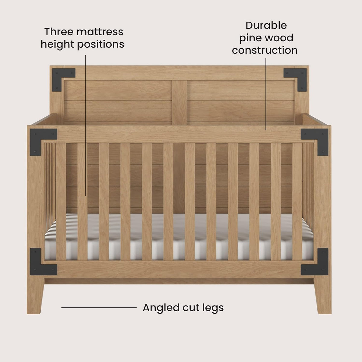 Child Craft Lucas 4-in-1 Convertible Crib, Baby Crib Converts to Day Bed, Toddler Bed and Full Size