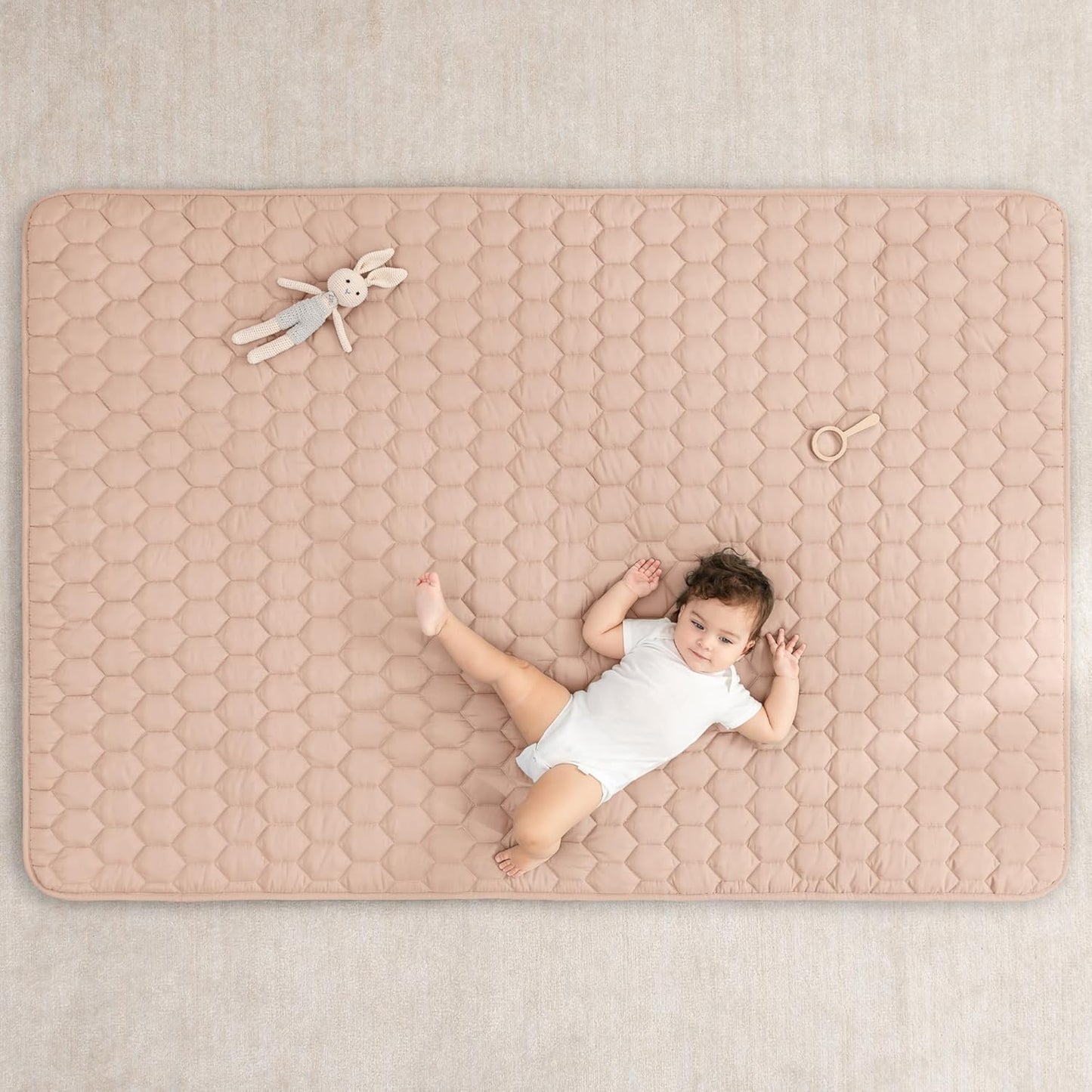 Comfy Cubs Rectangle Kids Play Mat - Medium 48 x 72 inches Soft Quilted Baby Floor Mat with