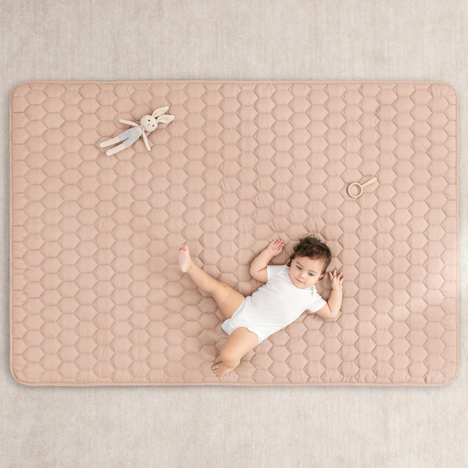 Comfy Cubs Rectangle Kids Play Mat - Medium 48 x 72 inches Soft Quilted Baby Floor Mat with