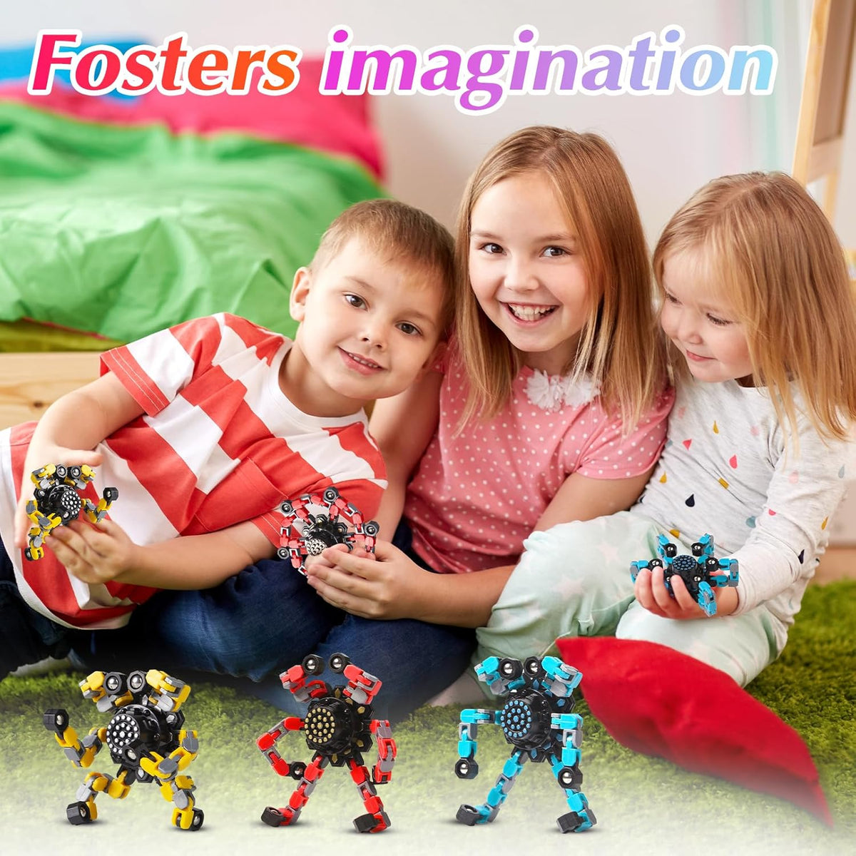 Transformable Fidget Spinners 3 Pcs for Kids and Adults Stress Relief Sensory Toys for Boys and